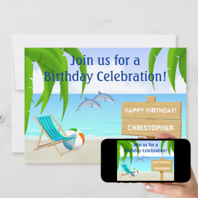 Beach And Ocean Birthday Invitation Zazzle