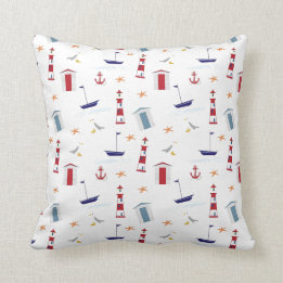 Beach and ocean themed throw pillow