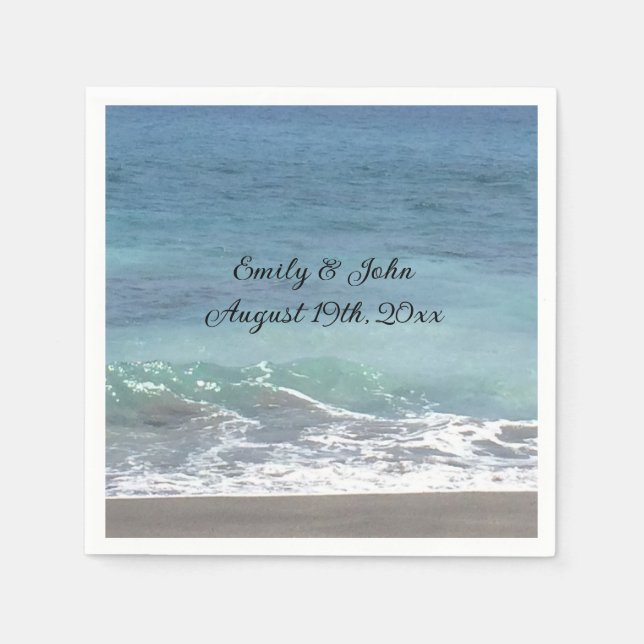Beach and Ocean Waves Wedding Napkin (Front)
