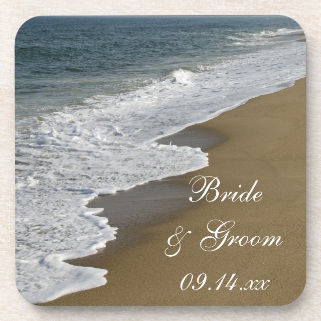 Beach and Ocean Wedding Coaster (Front)