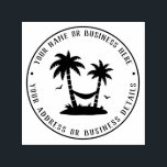 Beach and Palm Trees Business Name Return Address Self-inking Stamp<br><div class="desc">Personalized rubber stamp for your holiday mailing return address, small business professional logo and custom info. Vintage and classic design to add some personal touch to your mail and package. Customize the text with your name or business name, address and contact information. Use the Design Tool to further edit the...</div>
