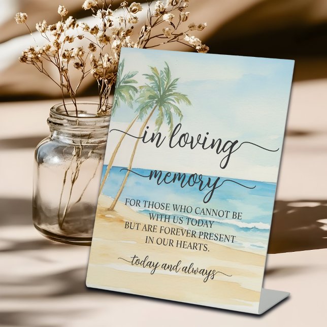 Beach and Palm Trees In Loving Memory Pedestal Sign (Creator Uploaded)