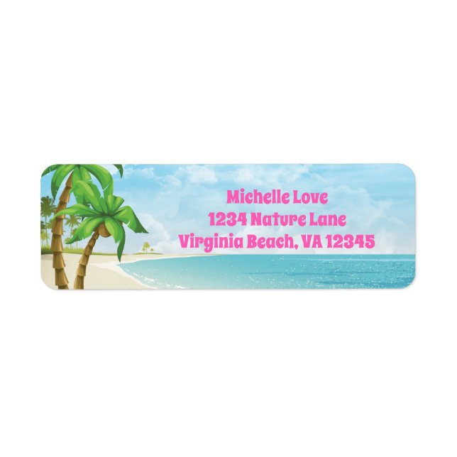Beach and Palm Trees Tropical Address Label (Front)