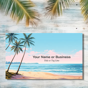 Beach And Palm Trees Tropical Business Card by JustYourBusiness at Zazzle