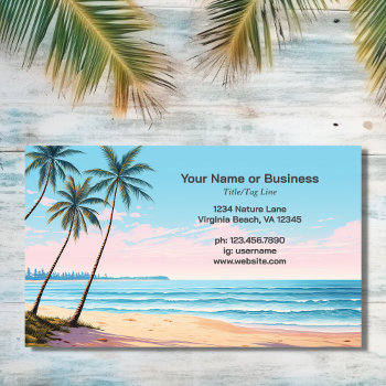 Beach And Palm Trees Tropical Business Card by JustYourBusiness at Zazzle