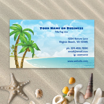 Beach And Palm Trees Tropical Business Card by TheBeachBum at Zazzle