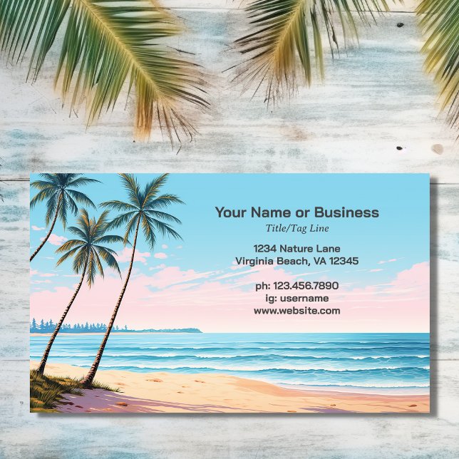 Beach and Palm Trees Tropical Business Card (Front - Beach and Palm Trees Tropical Business Card)
