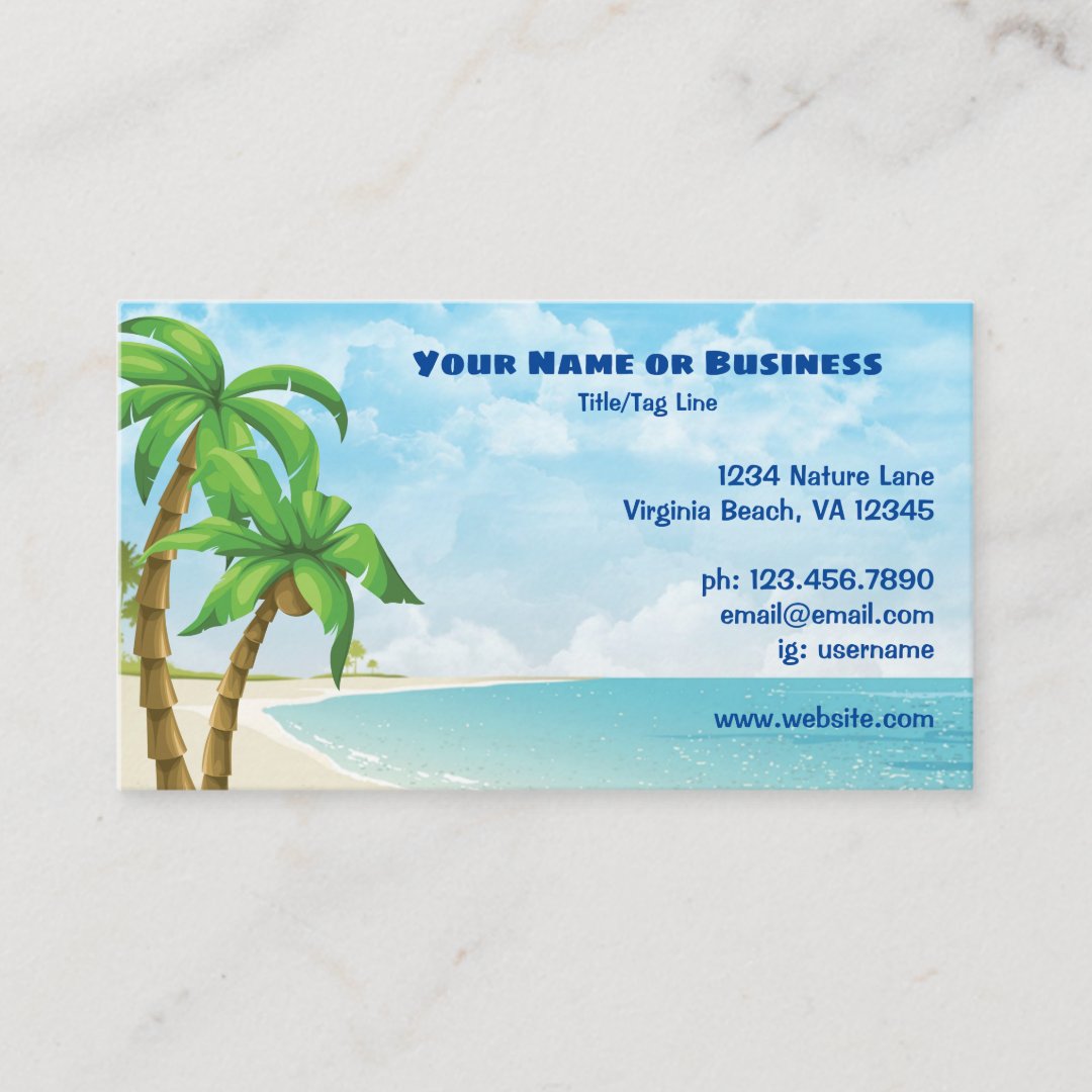 Beach and Palm Trees Tropical Business Card | Zazzle