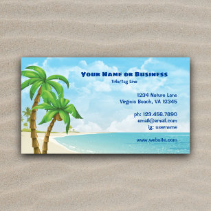 Beach and Palm Trees Tropical Business Card Magnet