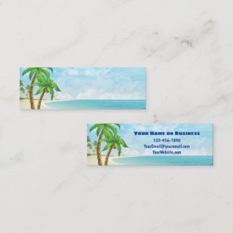 Beach and Palm Trees Tropical Mini Business Card | Zazzle