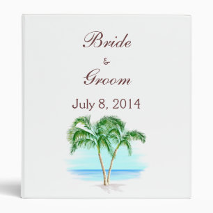 Beach And Palm Trees Wedding Guest Book 3 Ring Binder