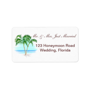 Beach And Palm Trees Wedding Label