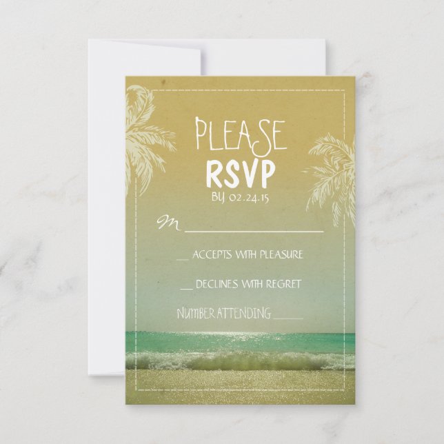 BEACH and palms wedding RSVP (Front)