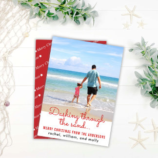 Beach And Sand Christmas Holiday Card