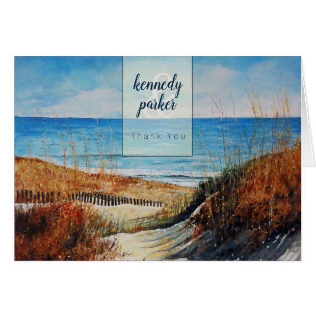 Beach And Sand Dunes Wedding | Thank You (Front Horizontal)