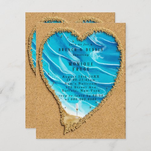 Beach and Sand Heart Brunch  Bubbly Invites