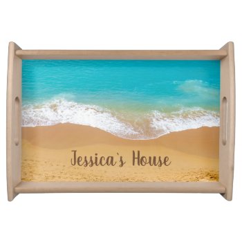 Beach And Sea Personalized Name Photo Serving Tray by stdjura at Zazzle