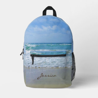 Beach and Sea Personalized Name Printed Backpack