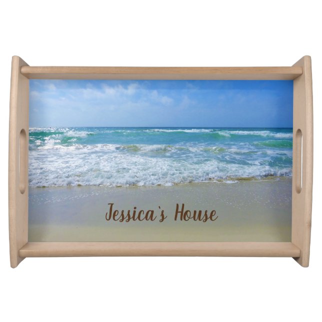 Beach and Sea Personalized Name Serving Tray (Front)