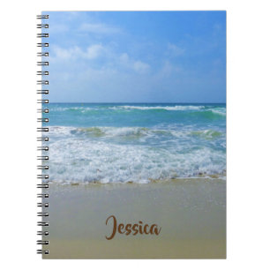 Beach and Sea with Waves Personalized Name Notebook