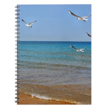 Beach And Seagulls Notebook by beachcafe at Zazzle