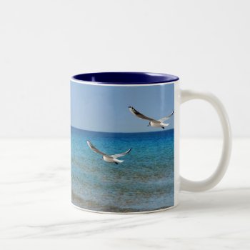 Beach And Seagulls Two-tone Coffee Mug by beachcafe at Zazzle