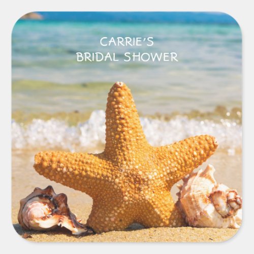 Beach and Seashells Scene Square Sticker