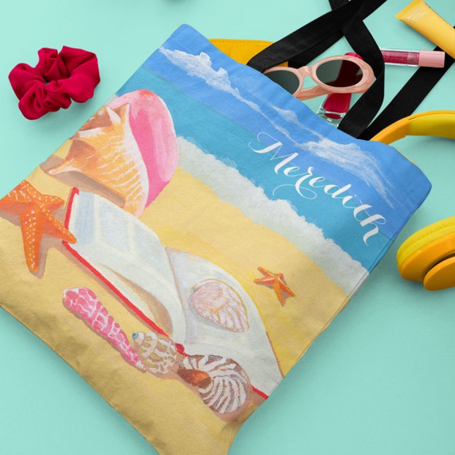 Beach and Shells Personalized Tote Bag (Creator Uploaded)