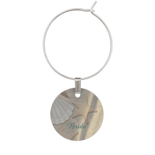 Beach and Shells Wedding Wine Glass Charm