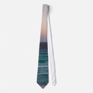 Beach and sky at sunset time neck tie