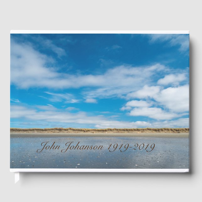 Beach and Sky Funeral Guest Book (Front)