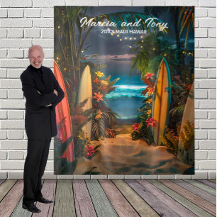 Beach and Surfboards Hanging Backdrop