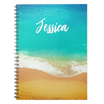 Beach And The Turquoise Blue Sea Personalized Name Notebook by stdjura at Zazzle