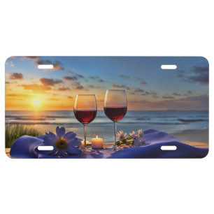Beach and Wine License Plate