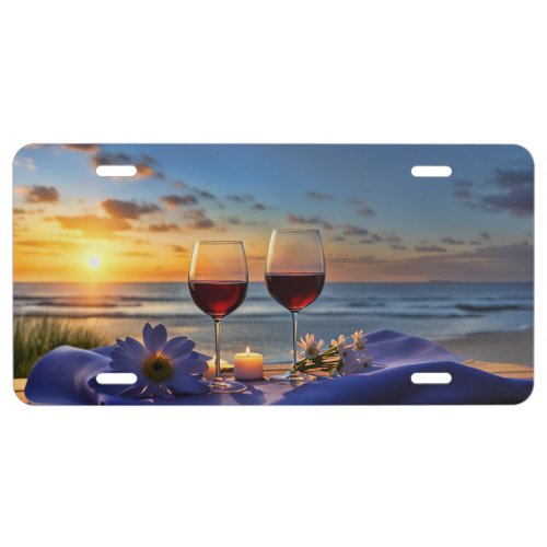 Beach and Wine License Plate