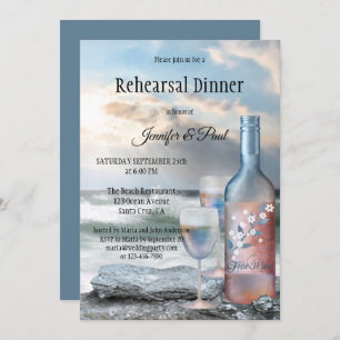 Beach and Wine Painted Rehearsal Dinner Invitation