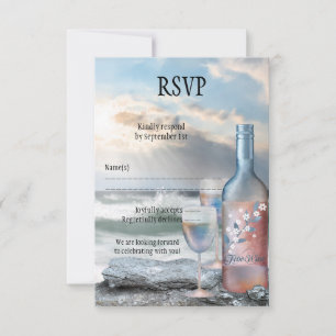 Beach and Wine Themed Wedding RSVP Card