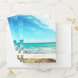 Beach and '' Your Name Here " Pocket Folder
