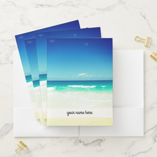 Beach and '' Your Name Here " Pocket Folder (In Situ)