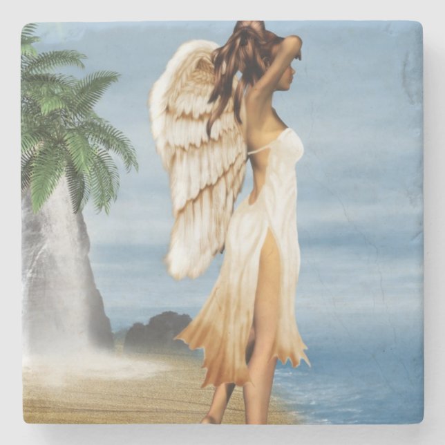 Beach Angel Stone Coaster (Front)