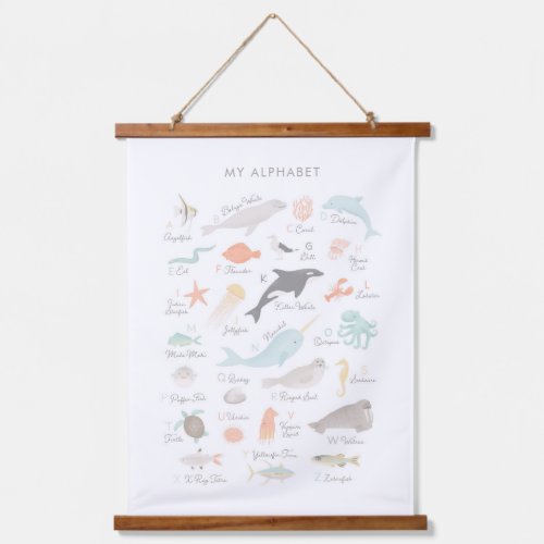 Beach Animal Alphabet Nursery Decor Hanging Tapestry