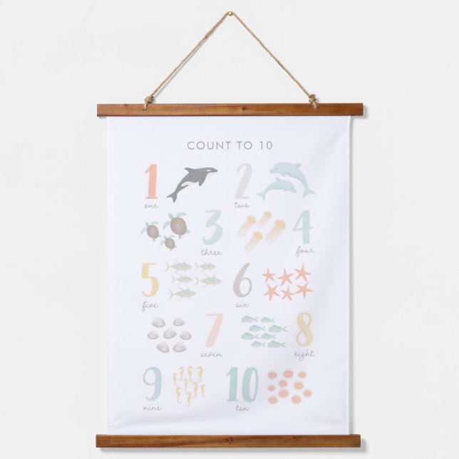 Beach Animal Counting Nursery Decor Hanging Tapestry (Front)