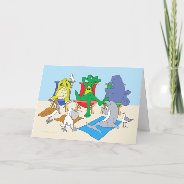 Beach Animals Birthday Card (Front)