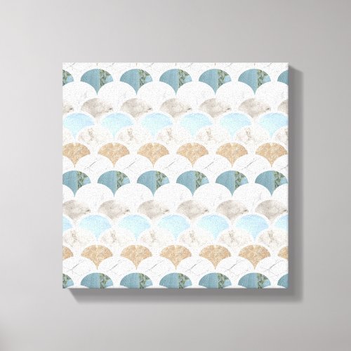 beach aqua blue white marble pastel mermaid scales canvas print