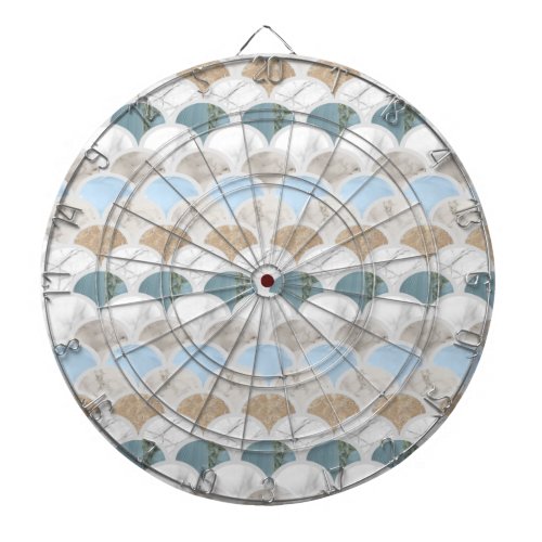 beach aqua blue white marble pastel mermaid scales dart board