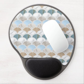 beach aqua blue white marble pastel mermaid scales gel mouse pad