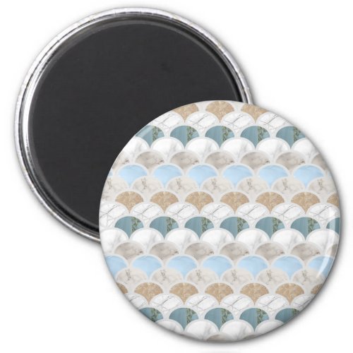 beach aqua blue white marble pastel mermaid scales magnet