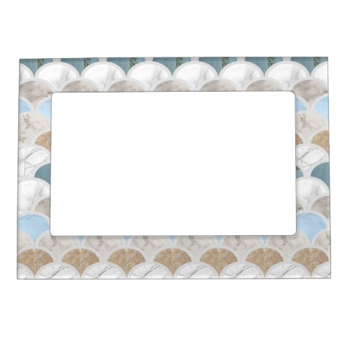 beach aqua blue white marble pastel mermaid scales magnetic frame