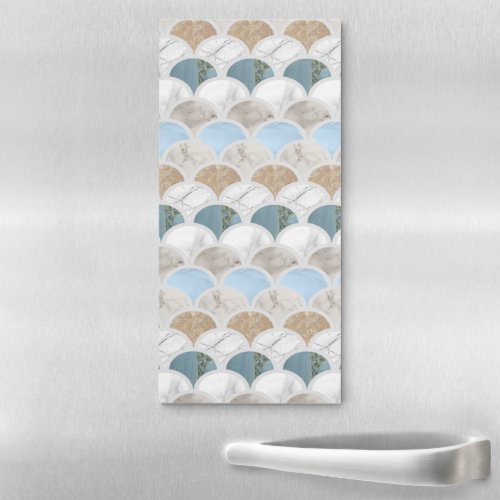 beach aqua blue white marble pastel mermaid scales magnetic notepad