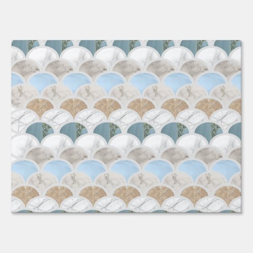 beach aqua blue white marble pastel mermaid scales sign